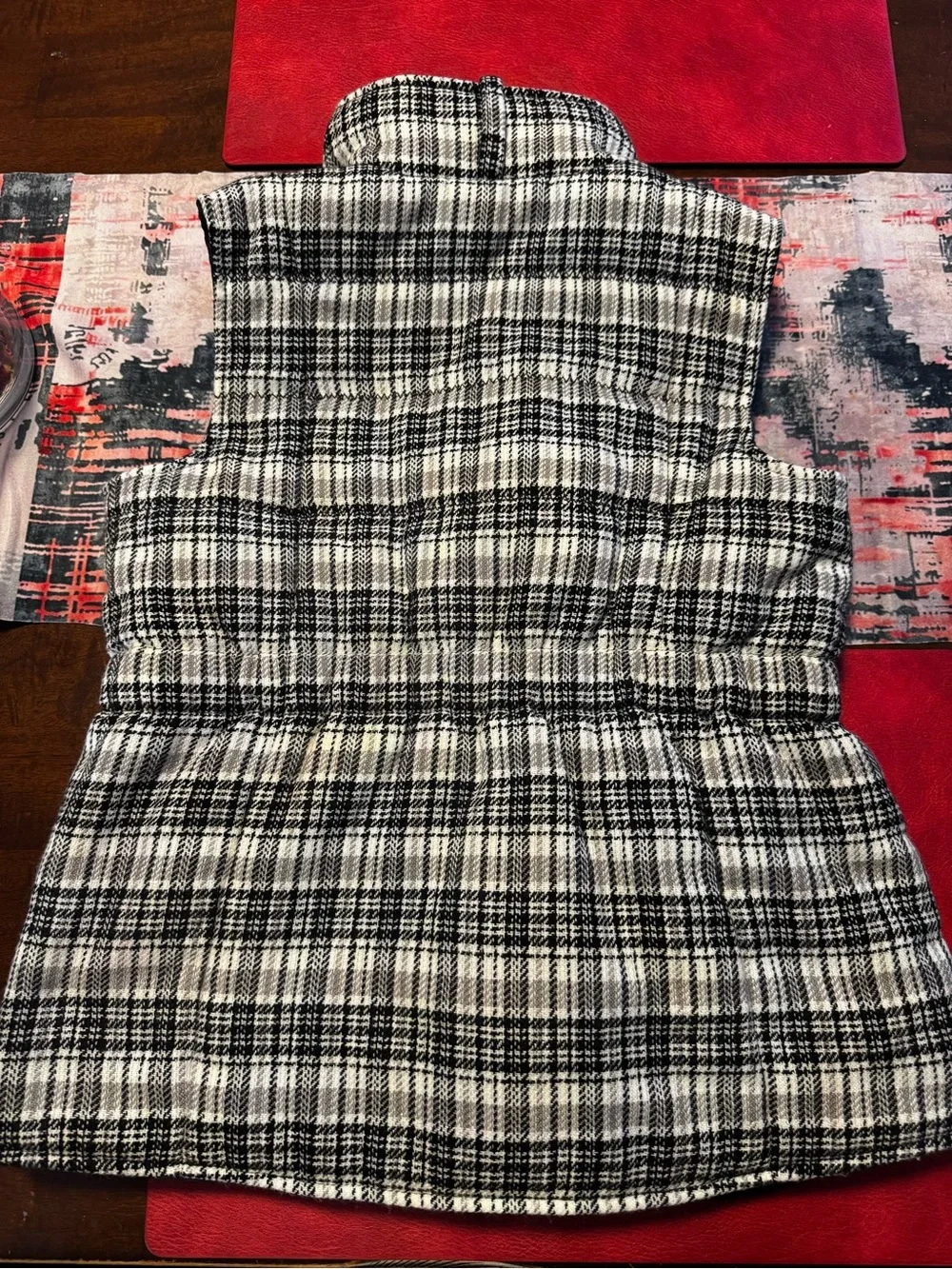 American Girl Fall/Winter vest, Black and White Plaid Puffer Vest